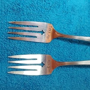 I DO Wedding Fork Set Anniversary Couple Decor Farmhouse